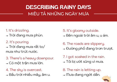 DESCRIBING RAINY DAYS – MIÊU TẢ NHỮNG NGÀY MƯA